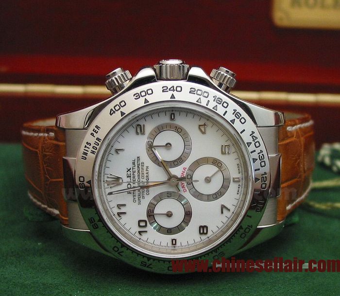 High Quality Rolex Daytona Mens Watch Brown Leather Strap